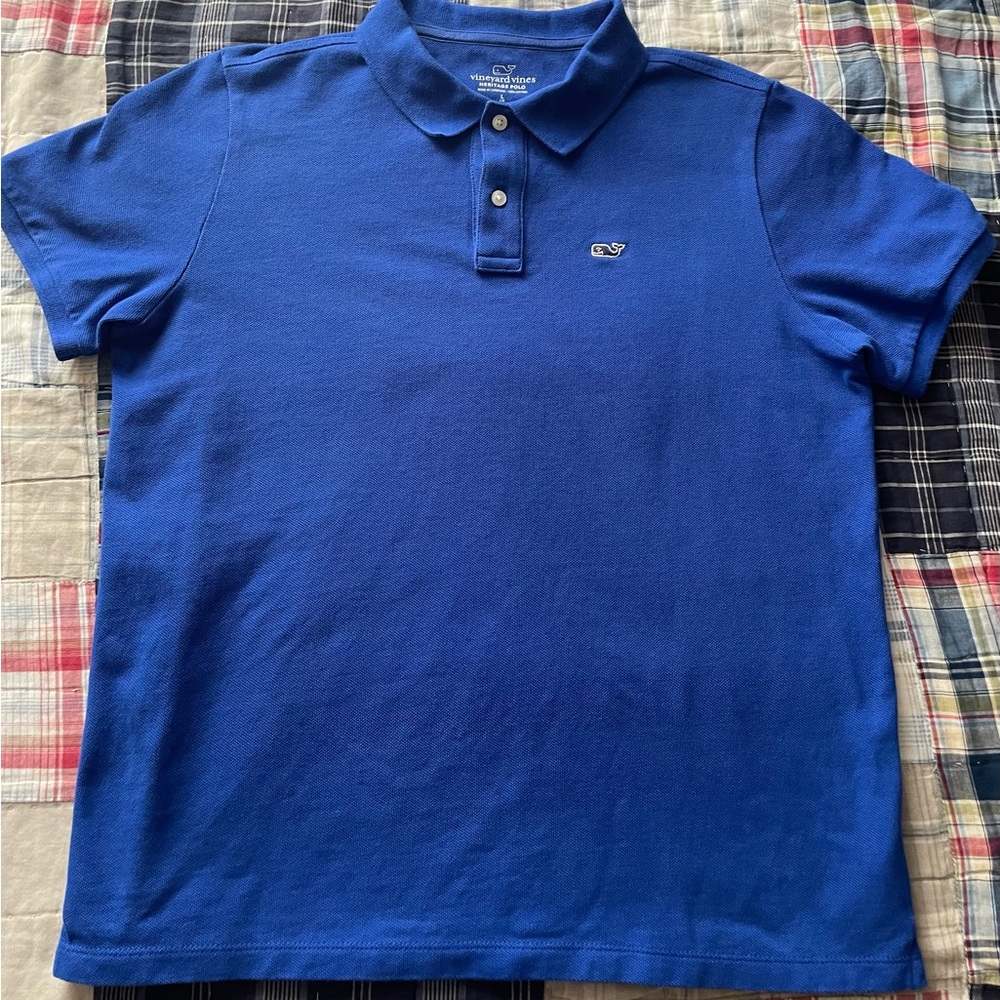 Vineyard vines, blue PIQUE Polo size large (16). Excellent condition.